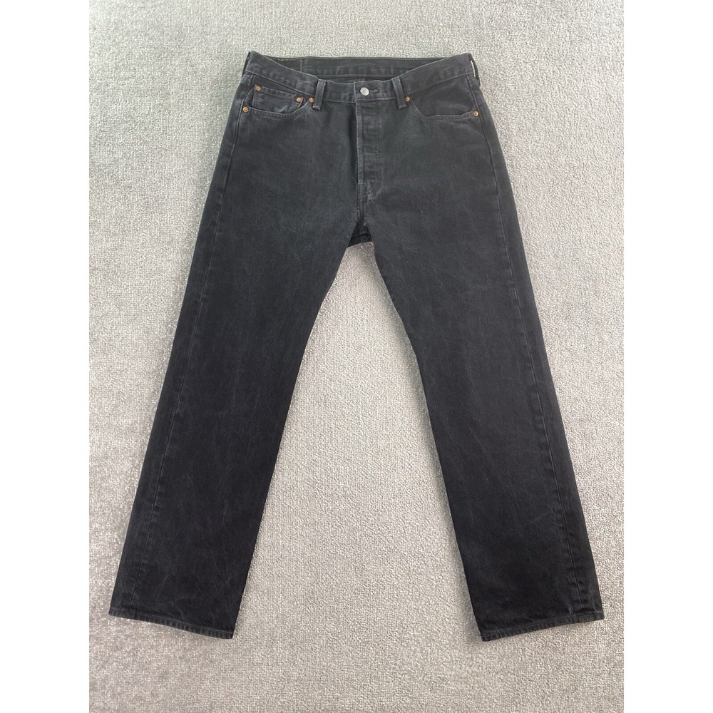 Levis 501XX Jeans Mens 36x32 Black Denim Classic Original Straight Button Fly